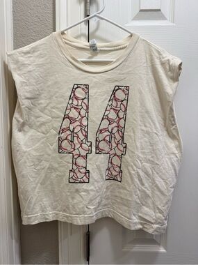 American Apparel Cream Short Sleeve Tee with Baseball '44' Graphic
